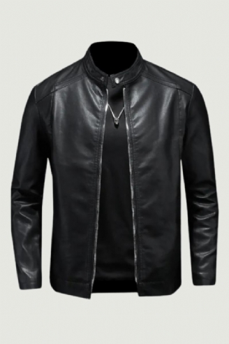 Motorsykkel Skinnjakker Herre Business Casual Biker Skinnjakke