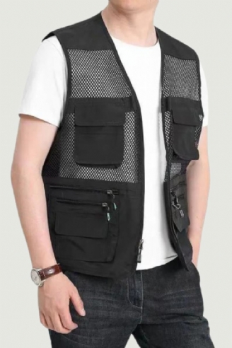 Sommer Tynn Mesh Vest Outdoor Jakker Ermeløs Casual Tactical Work Wear Campingvester