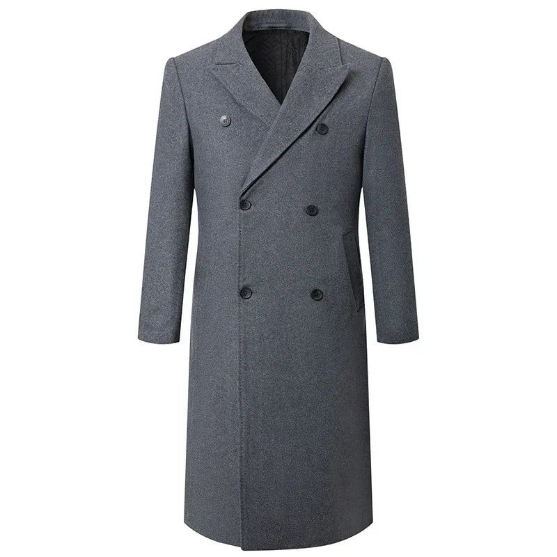 Trenchcoats For Menn Dobbeltspent Jakkeslag Slim Fit Vinterfrakk Jakker Ull Blazer - Svart