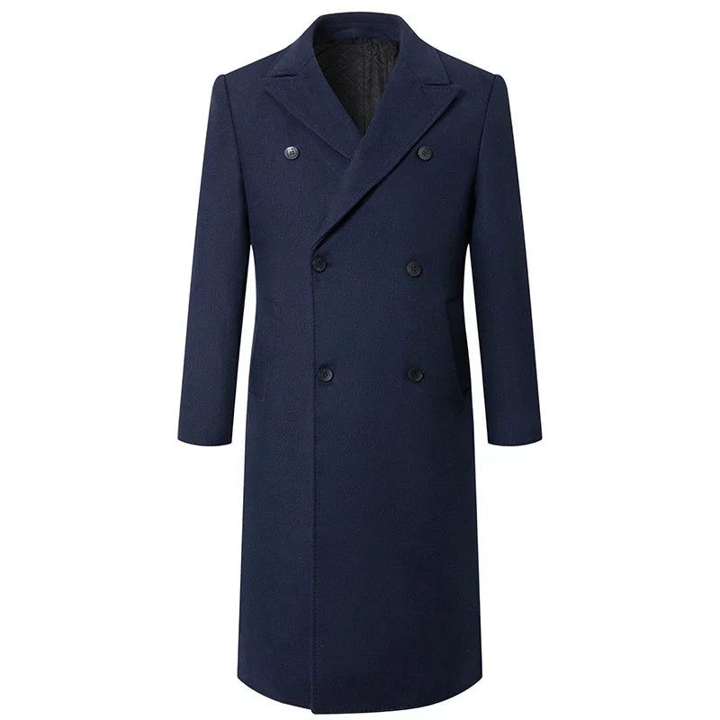 Trenchcoats For Menn Dobbeltspent Jakkeslag Slim Fit Vinterfrakk Jakker Ull Blazer - Svart