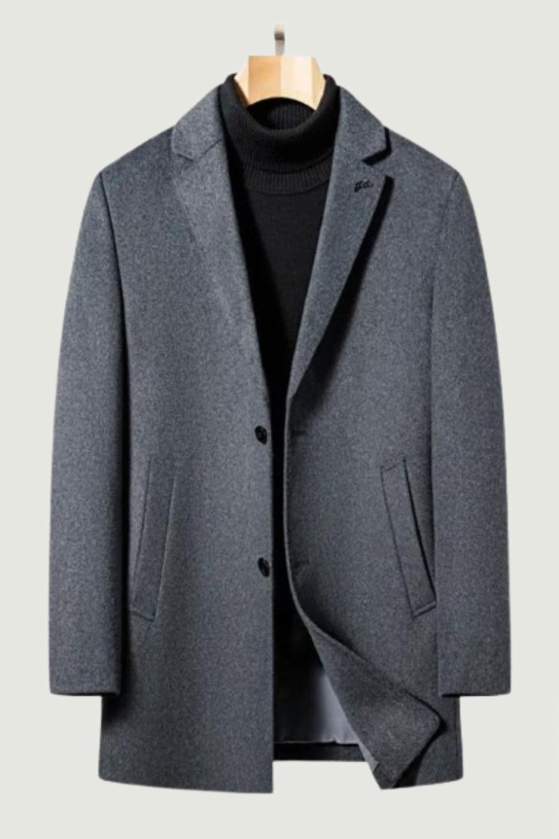 Ullfrakk Herre Business Casual Trench Coat Frakk Menn Tykk