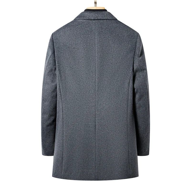 Ullfrakk Herre Business Casual Trench Coat Frakk Menn Tykk - Grå