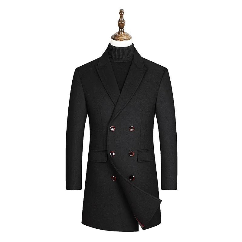 Vindjakkejakke I Britisk Stil Solid Trendy Jakke For Menn Slim Fit Business Elegant Trench - Svart