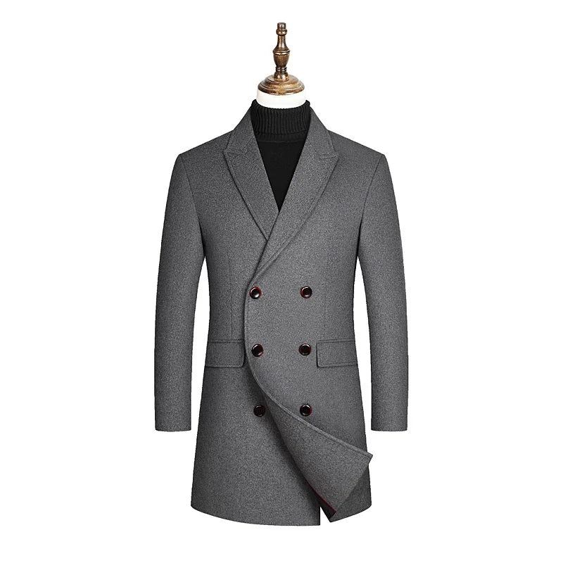 Vindjakkejakke I Britisk Stil Solid Trendy Jakke For Menn Slim Fit Business Elegant Trench - Svart