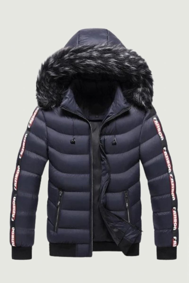 Vinter Menn Velvet Parka Coat Pelskrage Hette Plus Thick Warm Jacket