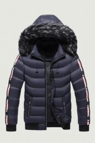 Vinter Menn Velvet Parka Coat Pelskrage Hette Plus Thick Warm Jacket