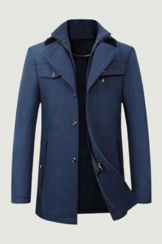 Vinter Vindjakke I Ull For Menn Solid Trench Slim Fit Business Uformell Ulljakkeblandinger