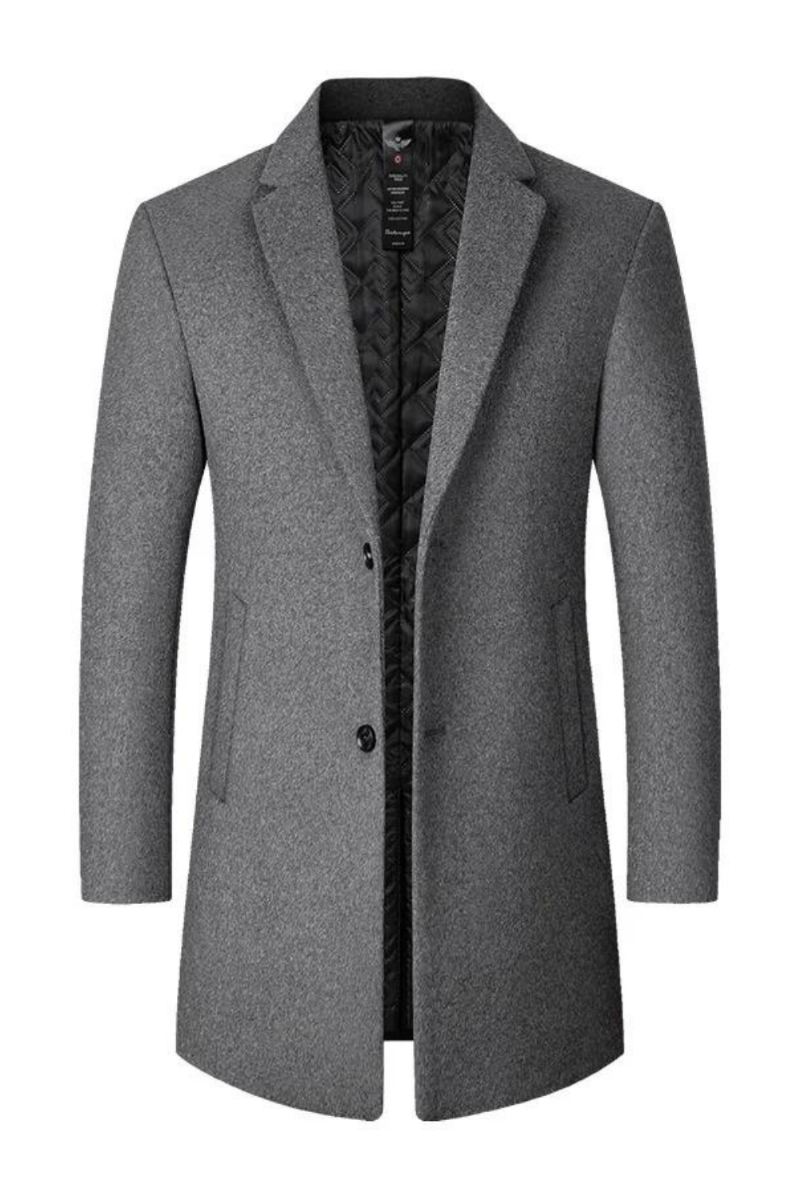 Vinterull Herre Tykk Frakkstativ Krage Mann Ullblanding Yttertøysjakke Smart Casual Trench