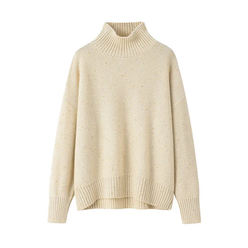 Dame Kashmir Tykkere Svarte Gensere Mock-neck Genser - Svart