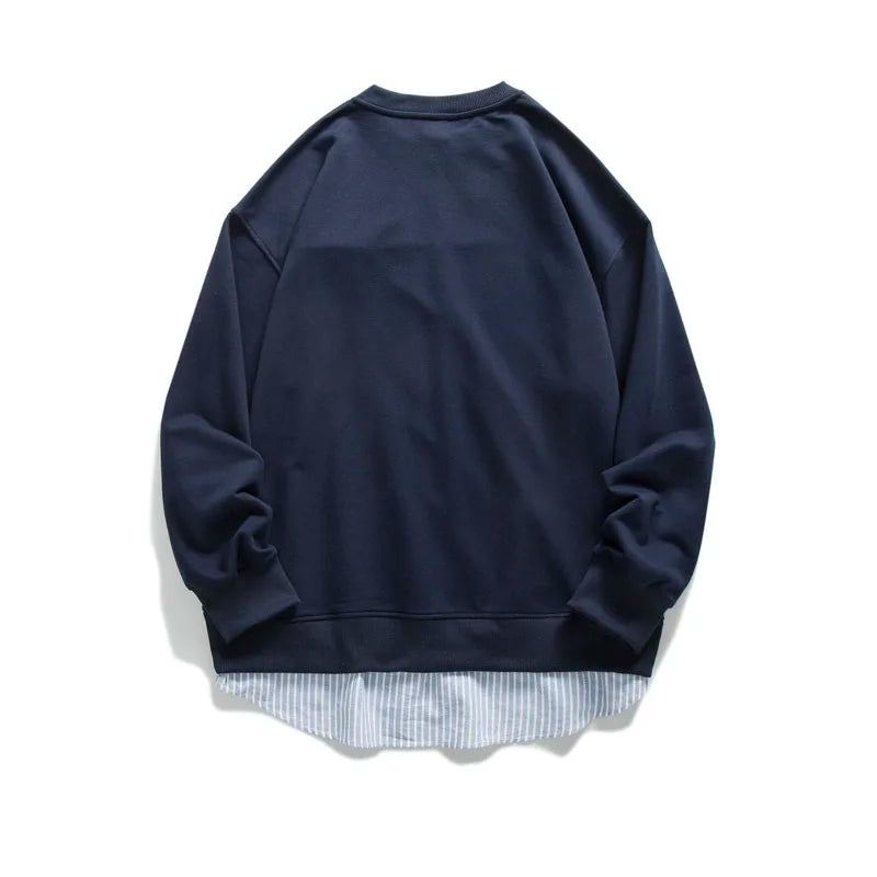 Genser Menn Klær Streetwear Løs Pullover Spring Casual Par Topp Mannlig - Marineblå