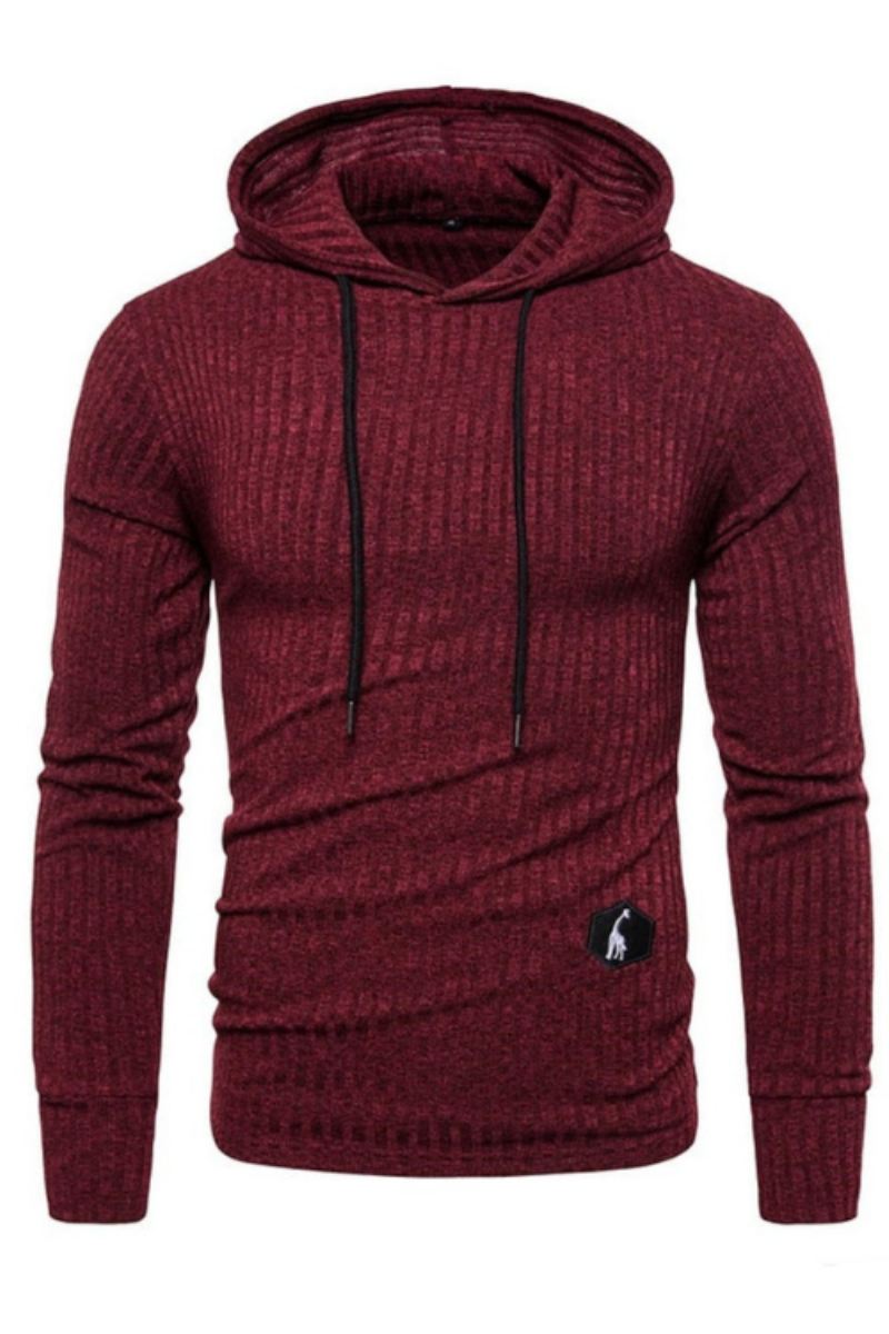 Gensere For Menn Ensfarge Uformell Stretch Slim Fit Hettegensere Herre Høst Basic Streetwear