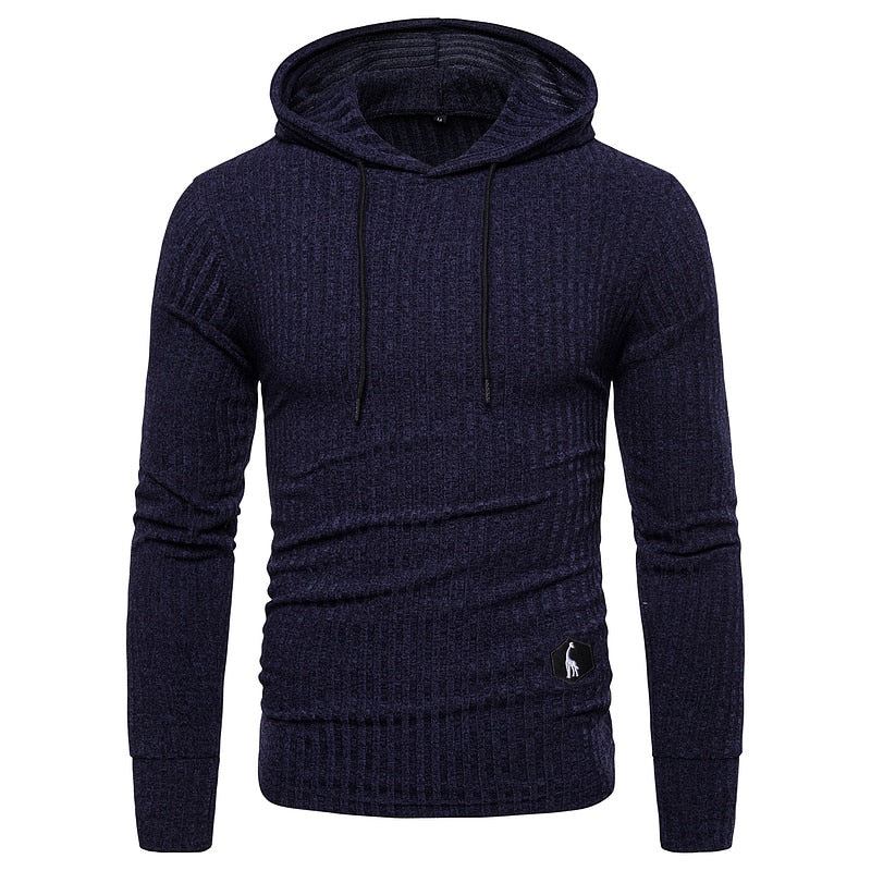 Gensere For Menn Ensfarge Uformell Stretch Slim Fit Hettegensere Herre Høst Basic Streetwear - Sw01-Marine