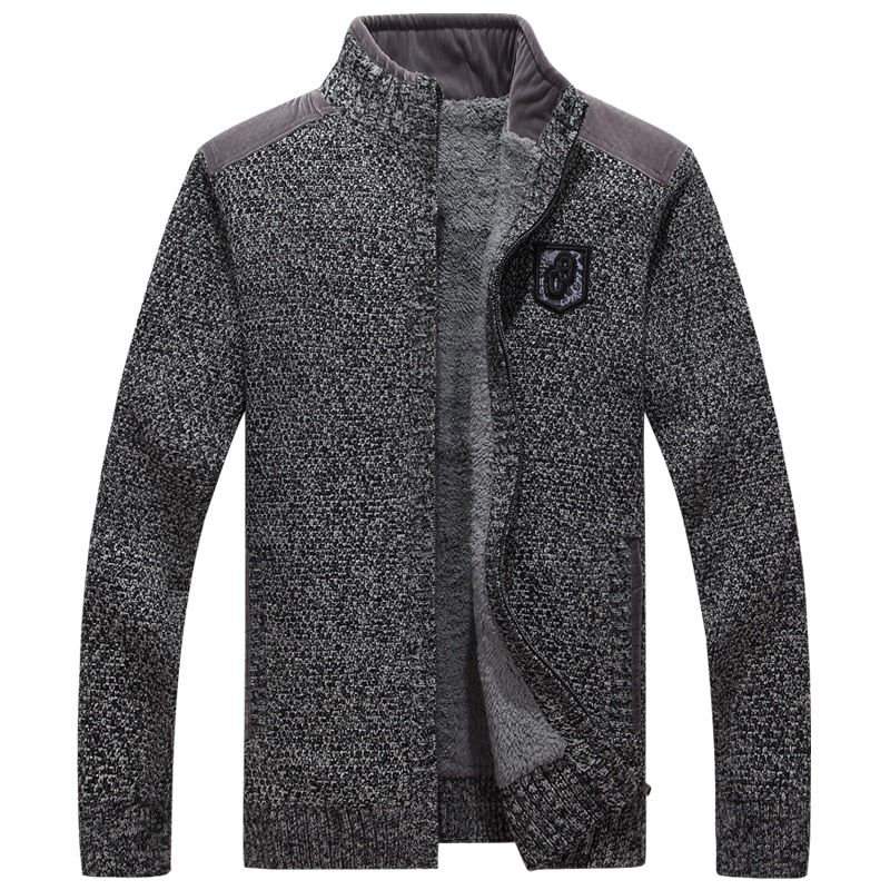 Gensere For Menn Med Glidelåser Tykk Fleece Varm Svart Casual Vinter Herre Cardigan Ull - 290 Svart