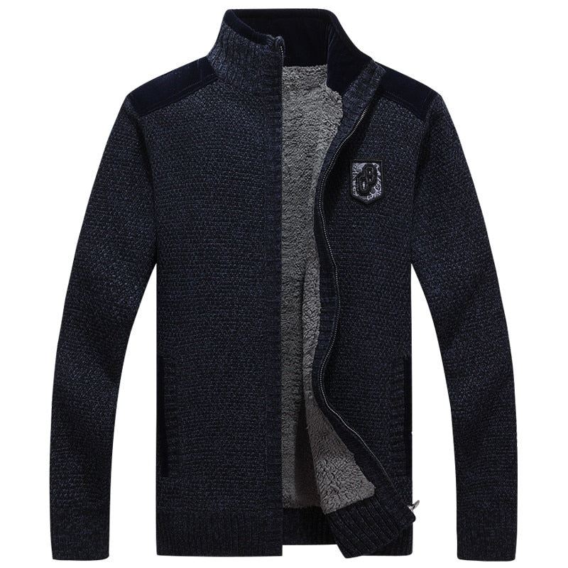 Gensere For Menn Med Glidelåser Tykk Fleece Varm Svart Casual Vinter Herre Cardigan Ull - 290 Svart