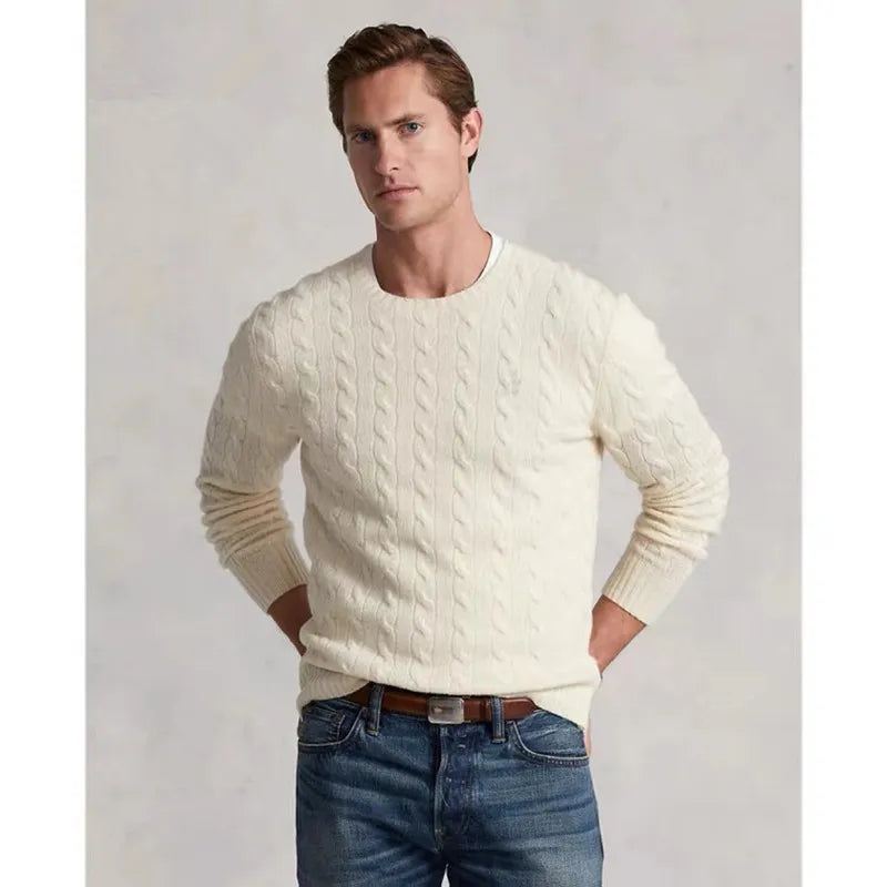 Herre Heste Pullover Solid Casual Pull Homme Genser - Beige