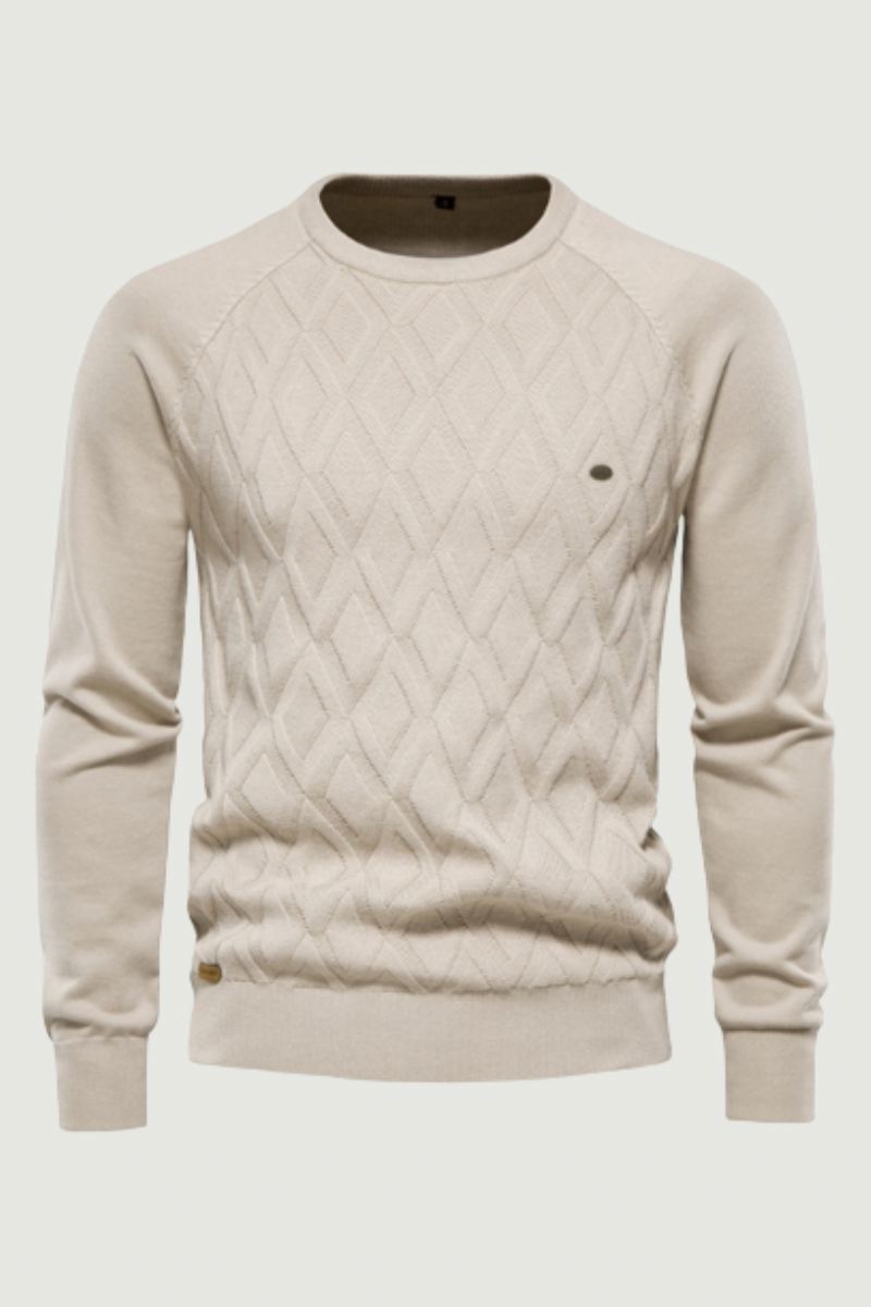 Herre Høst Og Vinter Pullover Solid Diamond Rutet Strikket Genser Casual