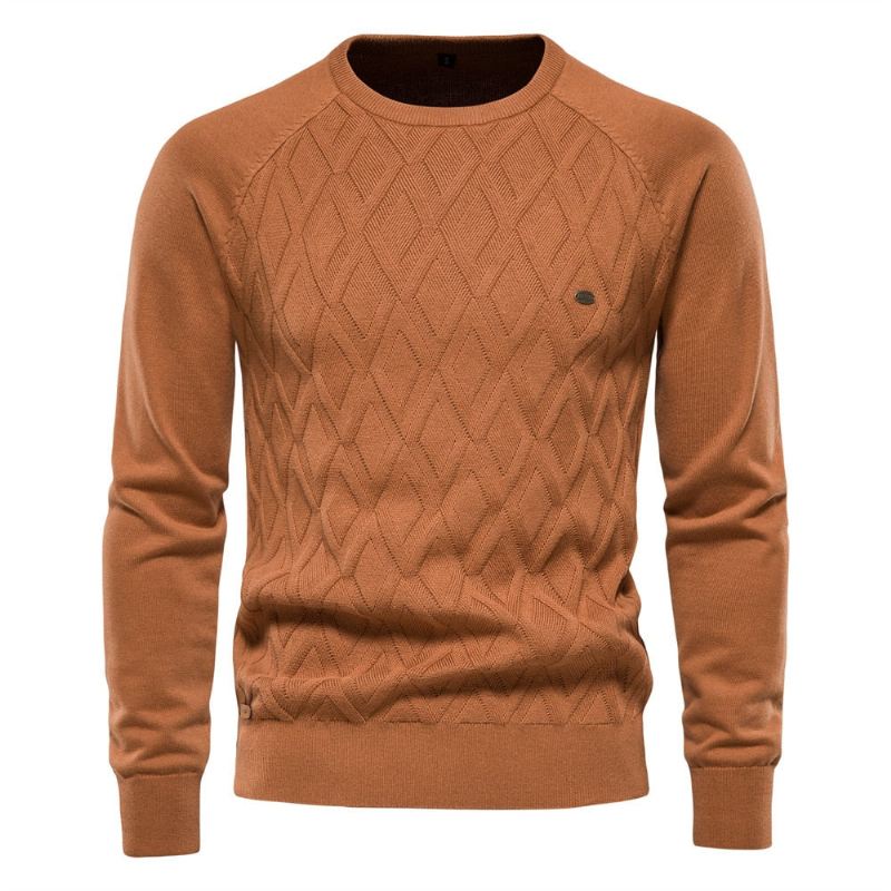 Herre Høst Og Vinter Pullover Solid Diamond Rutet Strikket Genser Casual - Svart