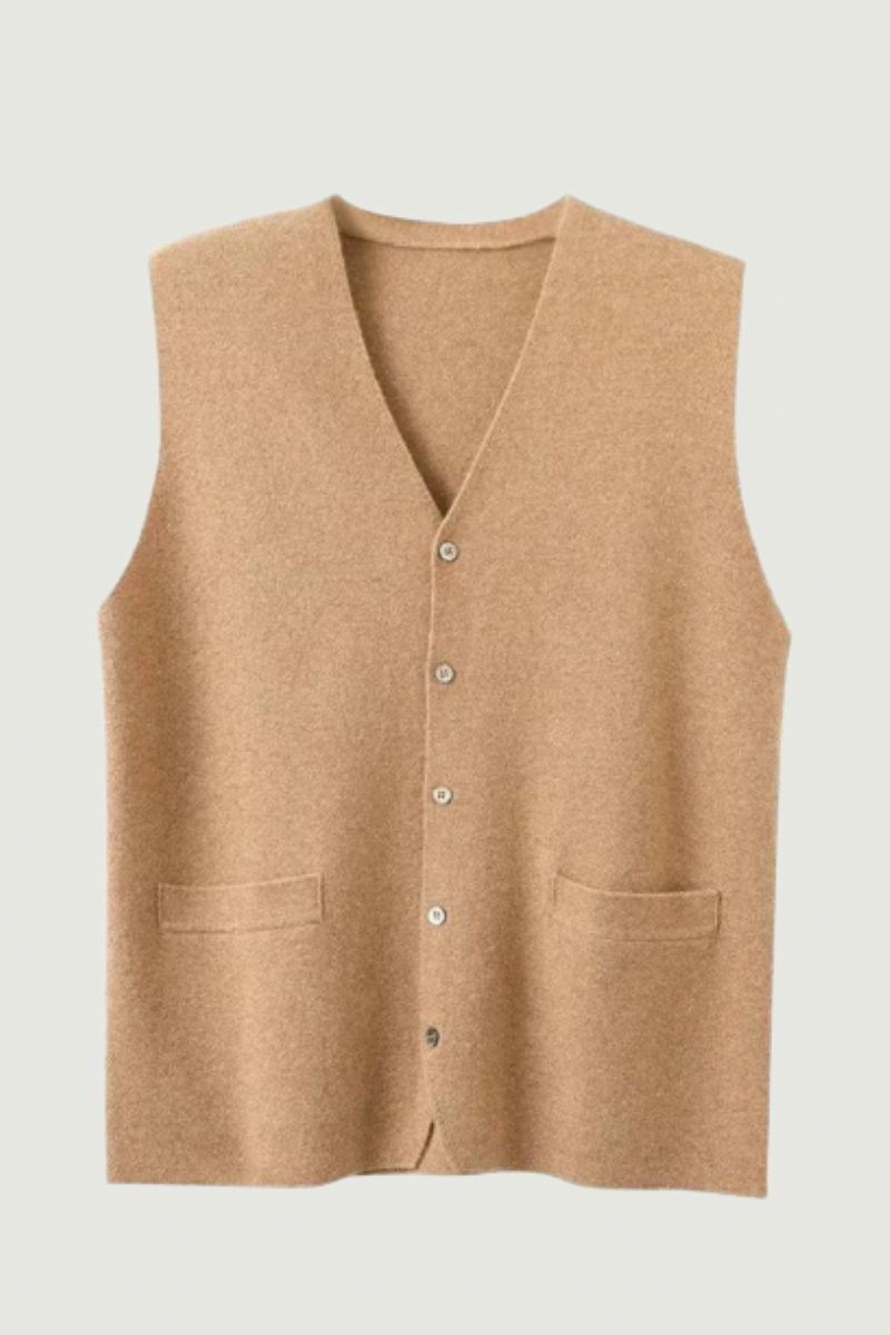 Herre Pure Cashmere Cardigan Vest Høst Vinter V-hals Ung Strikket Topp High-end Jakke Uformell Ermeløs Genser