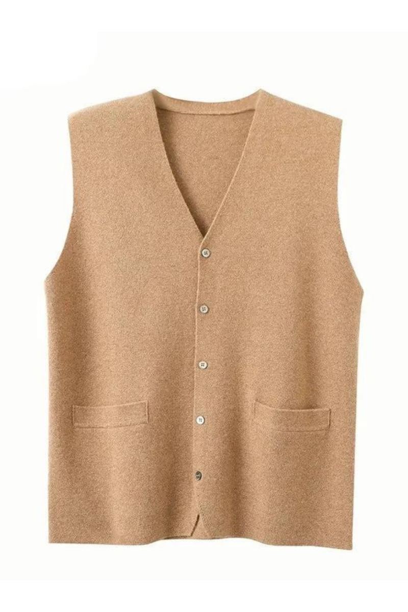 Herre Pure Cashmere Cardigan Vest Høst Vinter V-hals Ung Strikket Topp High-end Jakke Uformell Ermeløs Genser - Blå