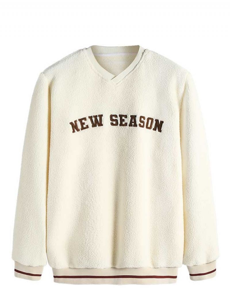 Hettegenser For Menn Basic Fleece Fluffy Sweatshirt V-hals Streetwear Pullover Høst Vinter Hettegensere Sweater Unisex Stil Nyhet