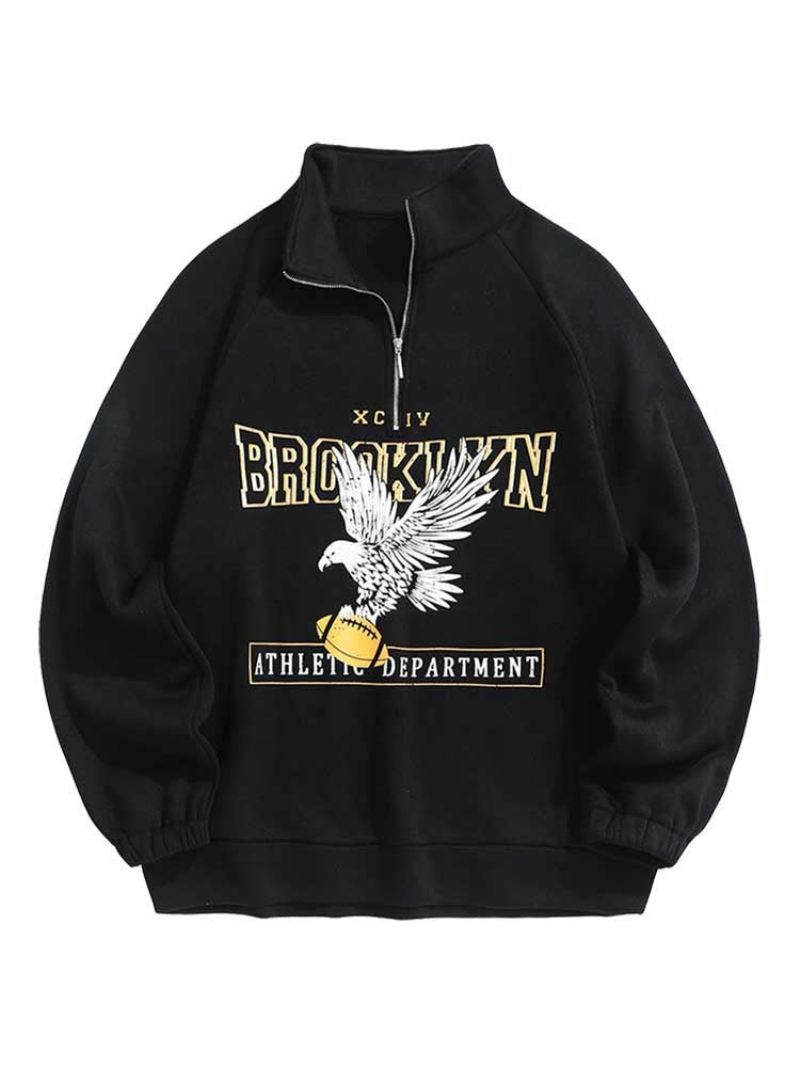 Hettegensere For Menn Fleece Fôr Brooklyn Eagle Grafisk Genser Unisex Turtleneck Hettegenser Glidelås Streetwear Pullover Sweater