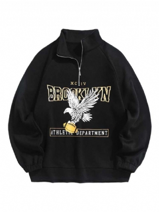 Hettegensere For Menn Fleece Fôr Brooklyn Eagle Grafisk Genser Unisex Turtleneck Hettegenser Glidelås Streetwear Pullover Sweater