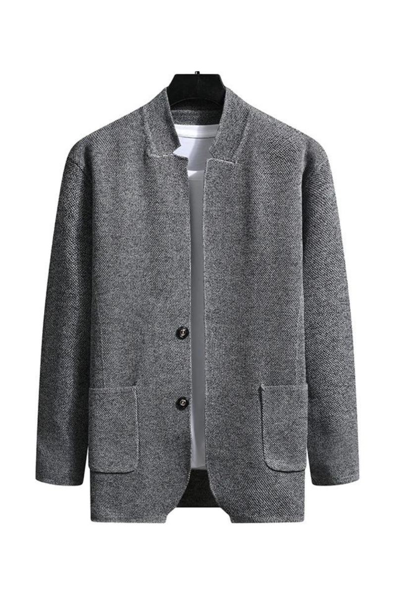 Høst Slim Fit Knit Blazer Herre Topp Cardigan Genser Fritidskåper Jakke Strikkede Klær