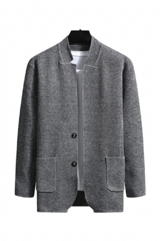 Høst Slim Fit Knit Blazer Herre Topp Cardigan Genser Fritidskåper Jakke Strikkede Klær