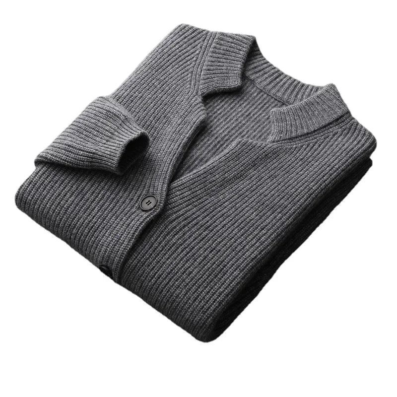 Høst Vinter Cardigan Genser Cashmere Fortykket Pocket Coat Solid - Brun