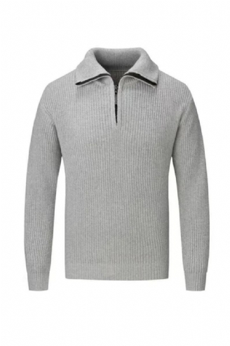 Høst Vinter Strikkede Poloer Herre Genser T-skjorter Overdeler Slim Fit Pullover