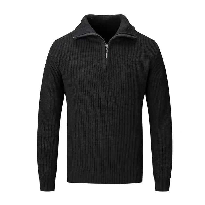 Høst Vinter Strikkede Poloer Herre Genser T-skjorter Overdeler Slim Fit Pullover - Grå