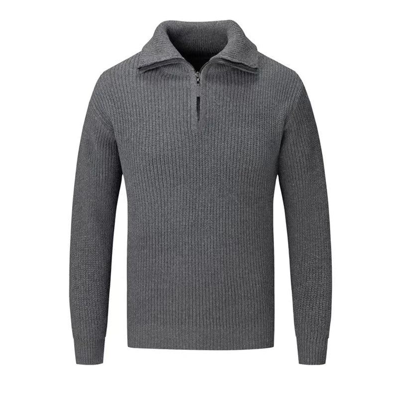 Høst Vinter Strikkede Poloer Herre Genser T-skjorter Overdeler Slim Fit Pullover - Grå