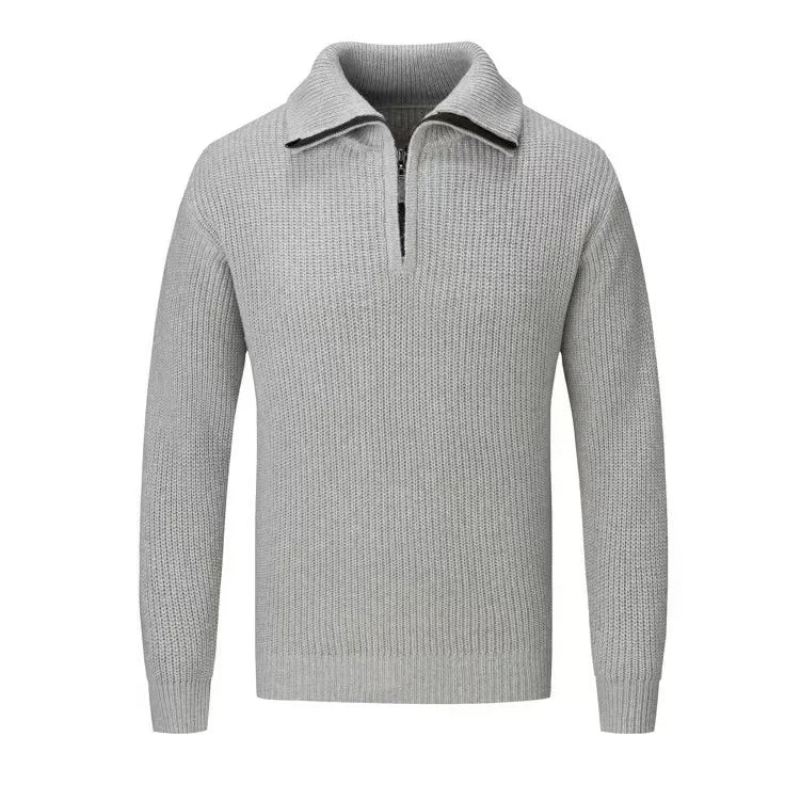 Høst Vinter Strikkede Poloer Herre Genser T-skjorter Overdeler Slim Fit Pullover - Grå