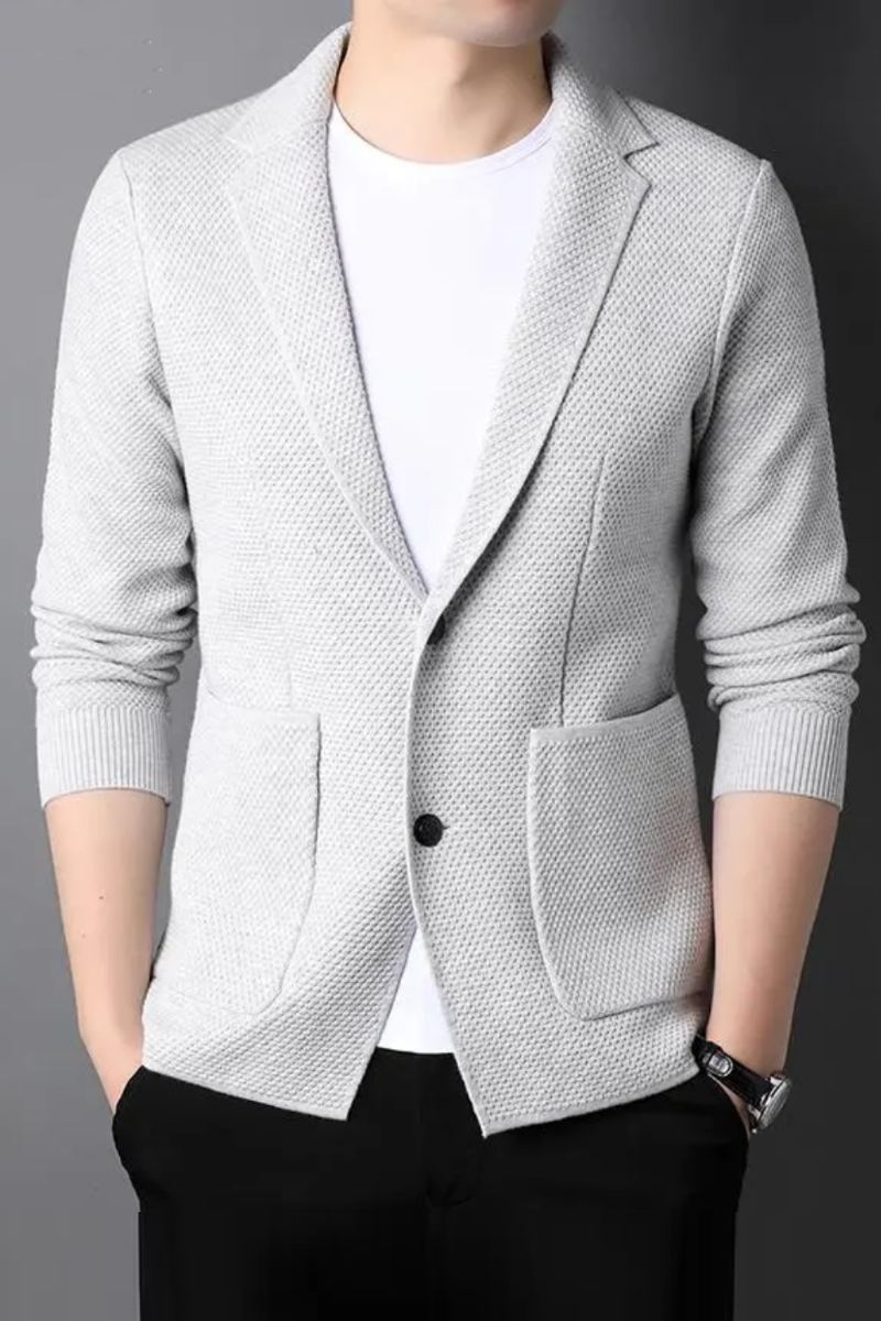 Knit Style Cardigan Menn Slim Fit Genser Casual Solid Coats Jakke Klær