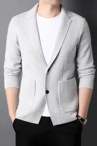 Knit Style Cardigan Menn Slim Fit Genser Casual Solid Coats Jakke Klær