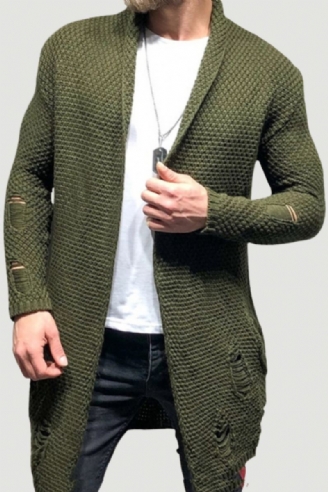 Menn Cardigan Genser Uformell Strikkede Gensere Frakk Overdeler Streetwear Midtlengde Herre Jumper Klær