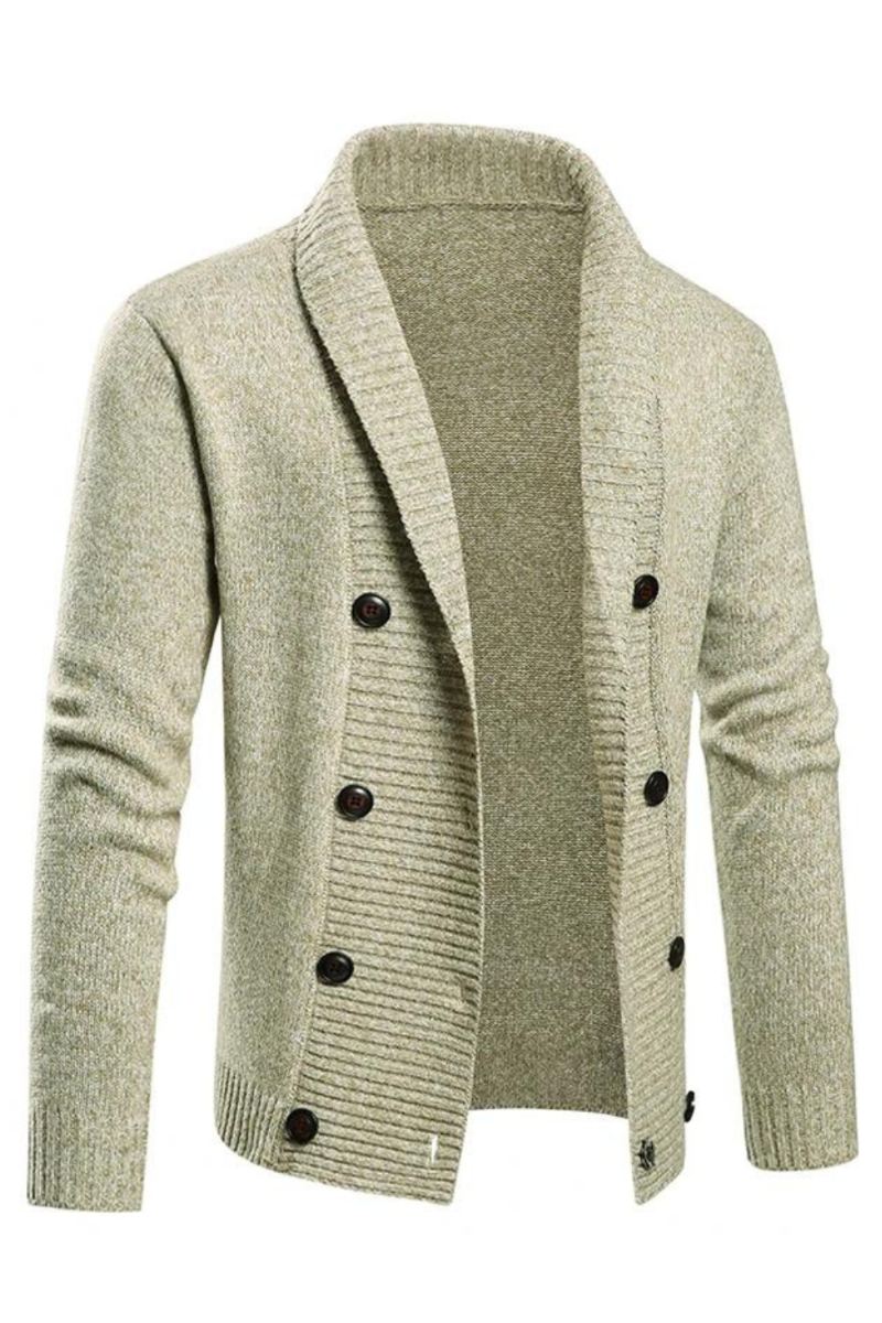 Menn Vinteren Holder Varmen Strikkegenser Slim Fit Dobbeltspent Casual Cardigan Genser Strikkekåper