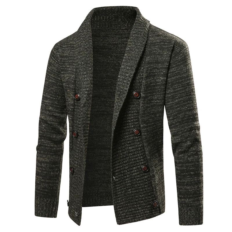 Menn Vinteren Holder Varmen Strikkegenser Slim Fit Dobbeltspent Casual Cardigan Genser Strikkekåper - Grå