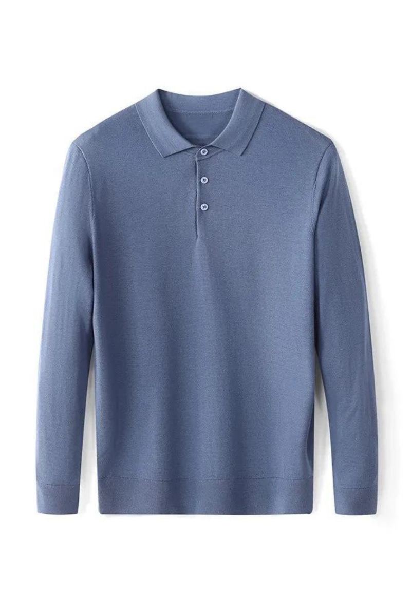 Polo Krage Strikket Genser For Menn Høst Solid Business Casual Ull Gensere