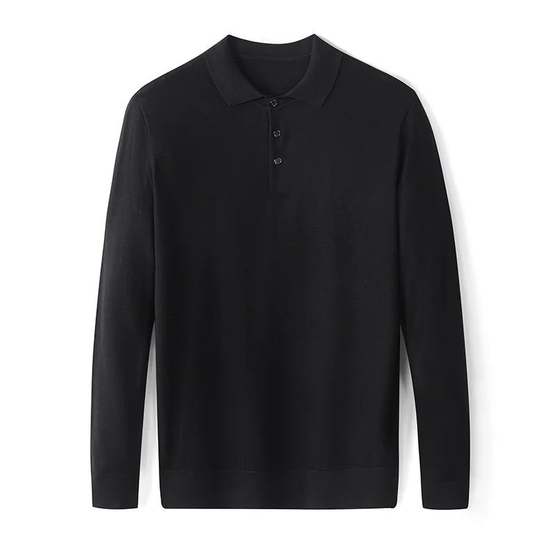 Polo Krage Strikket Genser For Menn Høst Solid Business Casual Ull Gensere - Grå