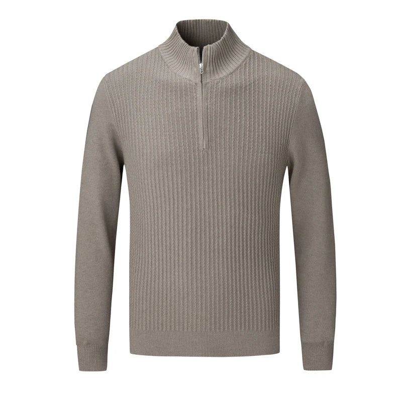 Strikket Genser Menn Slank Glidelås Mock Neck Pullover Causal Solid Herreklær - Rød