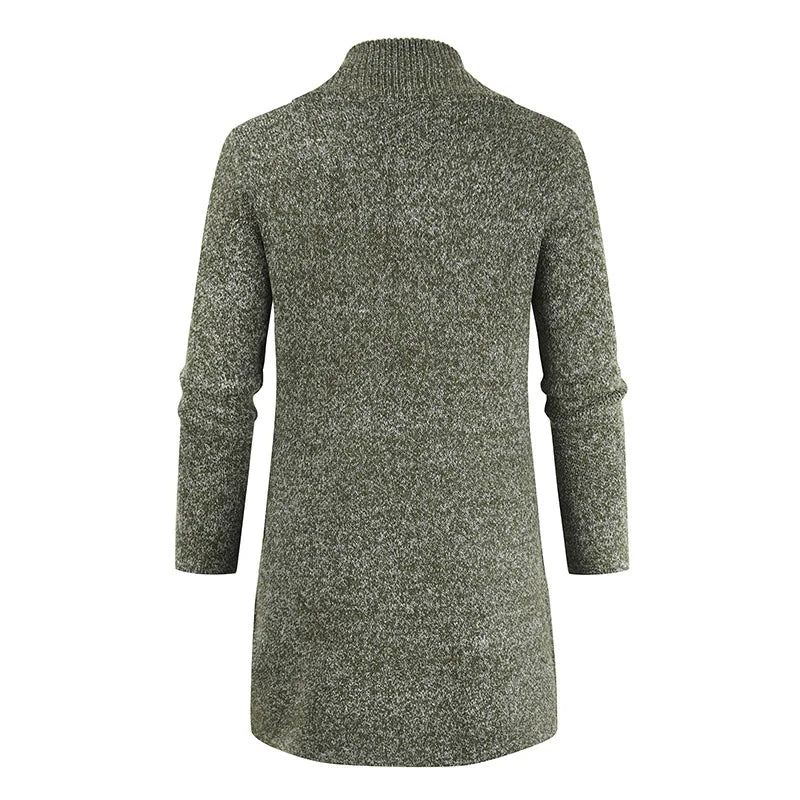 Uformell Genser Herre Lange Cardigans Strikkede Jakker Slim Cardigan Vinterkåper Solide - Khaki