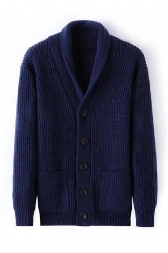 Vinter Cardigan Herre Tykke Varm Cashmere Vintergenser Herreklær Yttertøy Business Casual Strikk