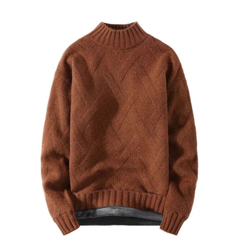 Vinter Menn Genser Turtleneck Strikker Pullovers Varm Fritid Lange Ermer Tykkere Varme Streetwear - Khaki