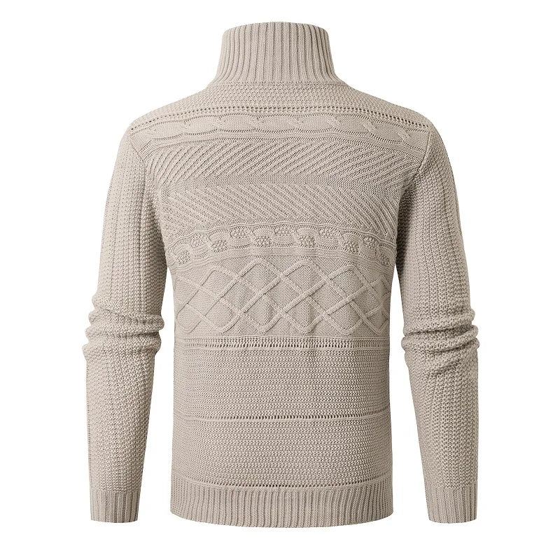 Vintervarme Menn Casual Slim Fit Herregensere Cardigan Horns Tykk Genser Knapp Top Coat - Kaffe