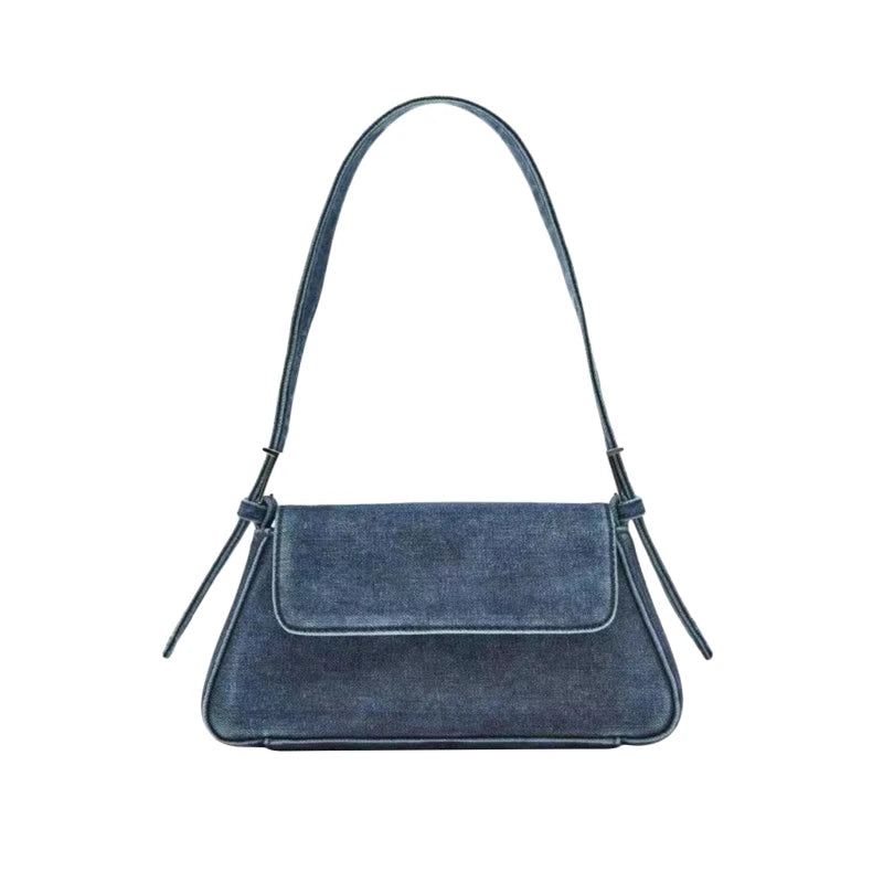 Dameveske Summer Hundres Flap Blå Denimveske Commuter Single Shoulder Armpit Bag Female - Blå