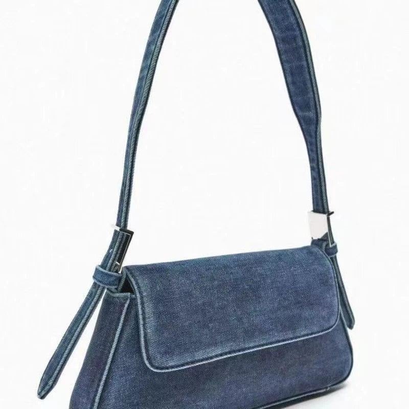 Dameveske Summer Hundres Flap Blå Denimveske Commuter Single Shoulder Armpit Bag Female - Blå