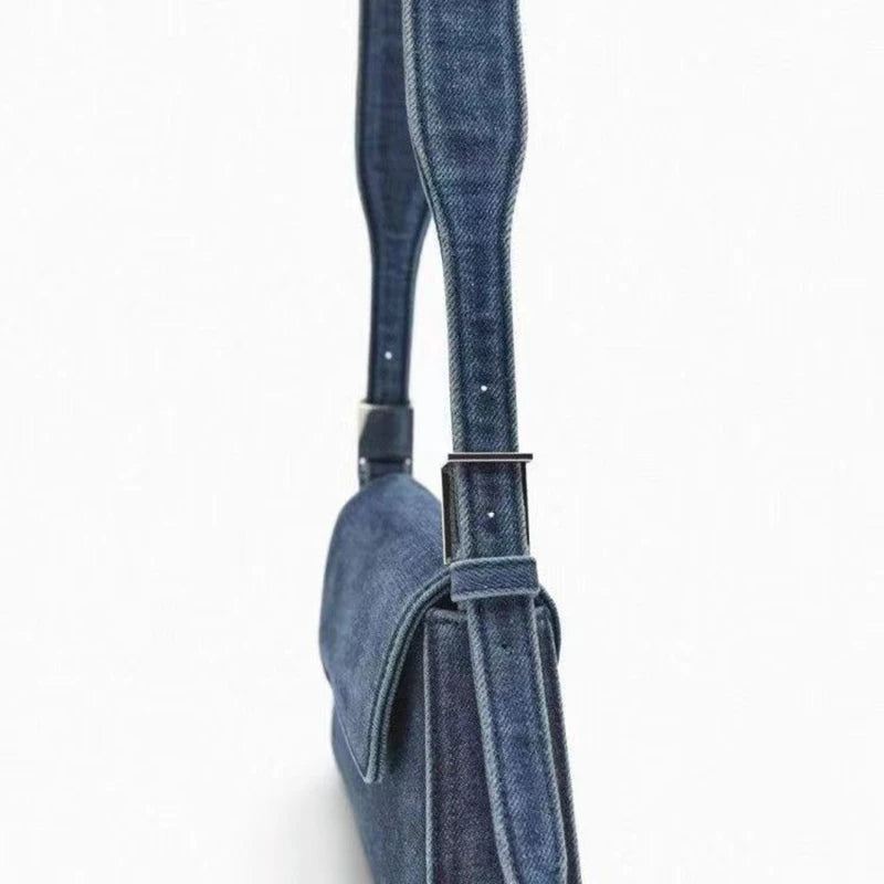 Dameveske Summer Hundres Flap Blå Denimveske Commuter Single Shoulder Armpit Bag Female - Blå