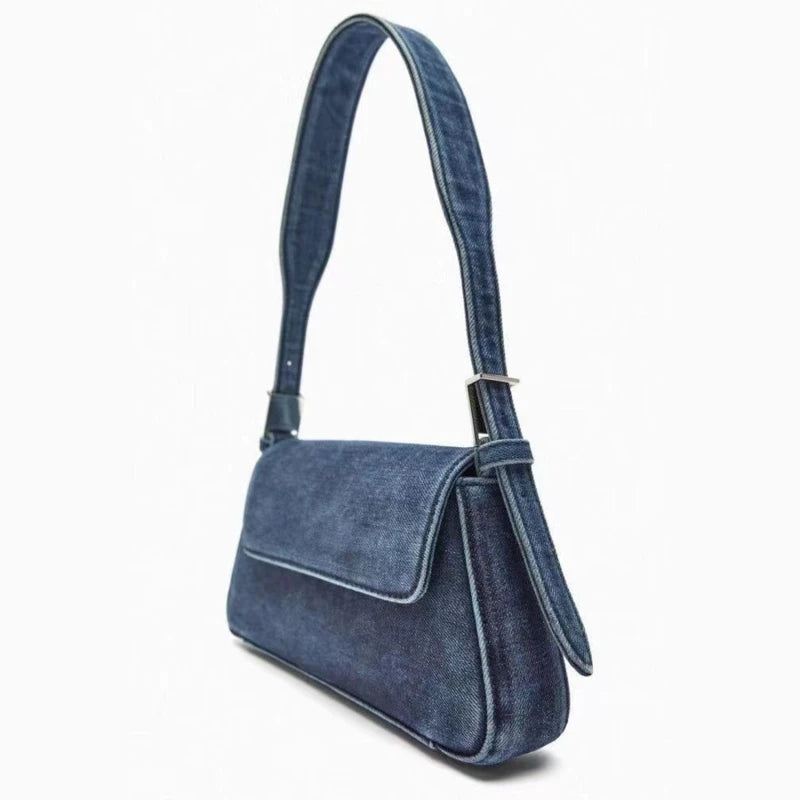 Dameveske Summer Hundres Flap Blå Denimveske Commuter Single Shoulder Armpit Bag Female - Blå