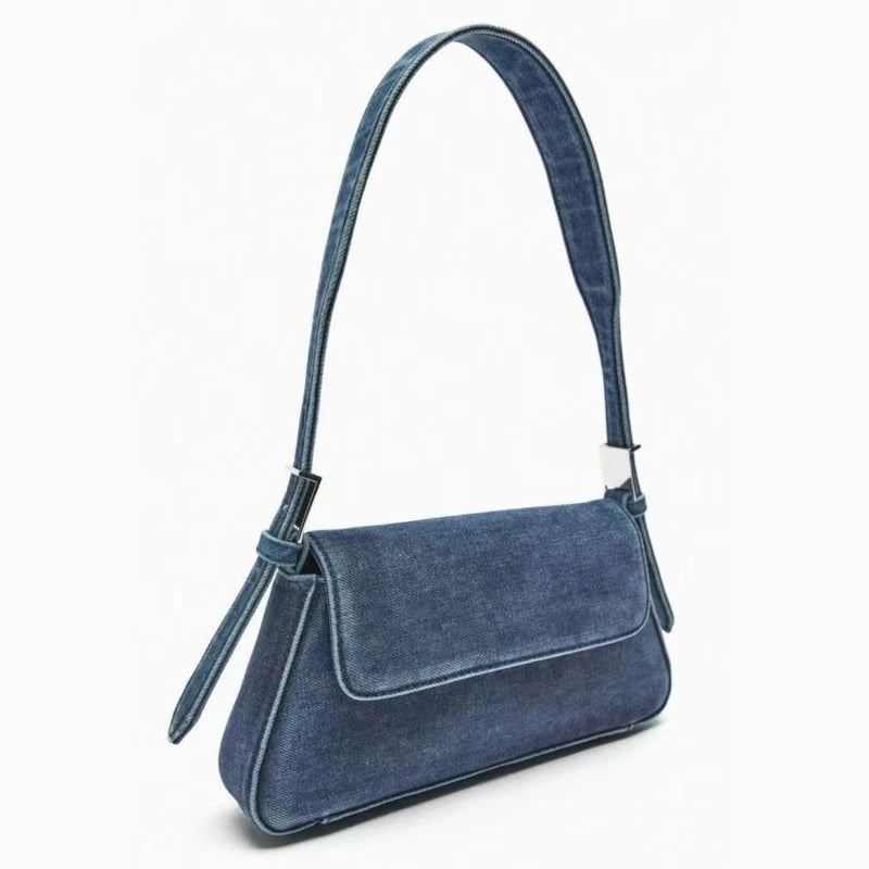 Dameveske Summer Hundres Flap Blå Denimveske Commuter Single Shoulder Armpit Bag Female - Blå